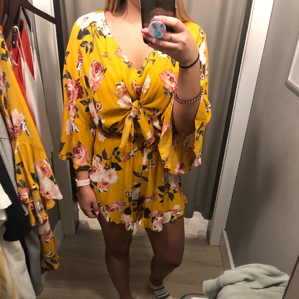 Yellow floral romper